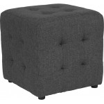 Avendale Tufted Upholstered Ottoman Pouf in Dark Gray Fabric