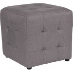 Avendale Tufted Upholstered Ottoman Pouf in Light Gray Fabric