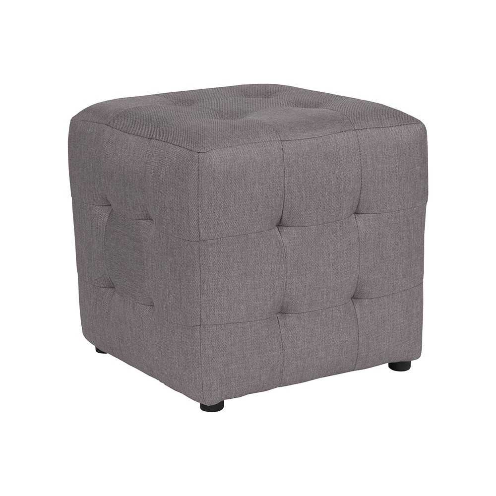 Avendale Tufted Upholstered Ottoman Pouf in Light Gray Fabric