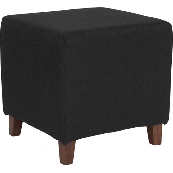 Ascalon Upholstered Ottoman Pouf in Black Fabric