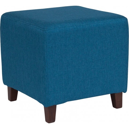 Ascalon Upholstered Ottoman Pouf in Blue Fabric