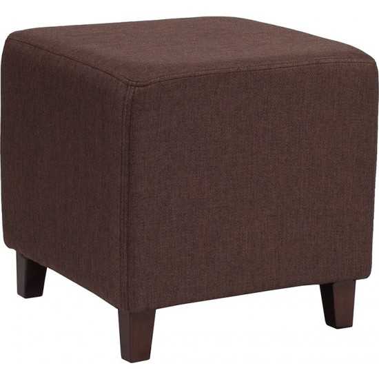 Ascalon Upholstered Ottoman Pouf in Brown Fabric