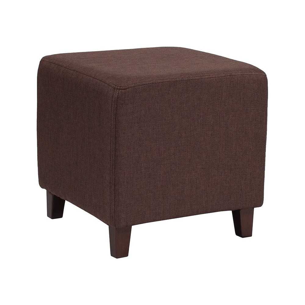 Ascalon Upholstered Ottoman Pouf in Brown Fabric