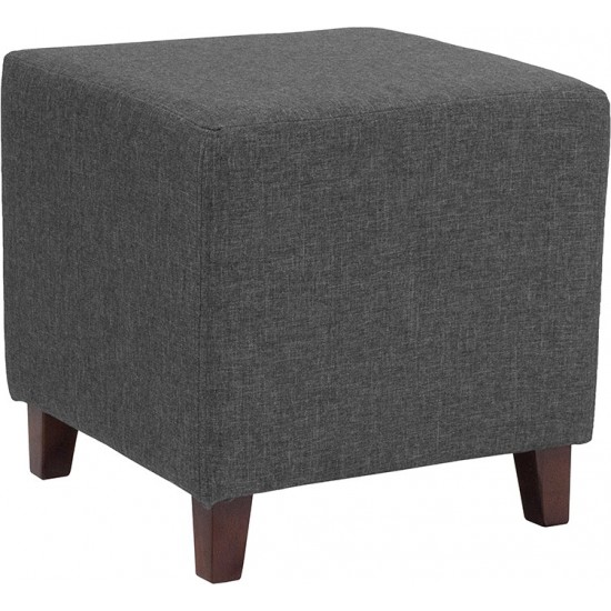 Ascalon Upholstered Ottoman Pouf in Dark Gray Fabric