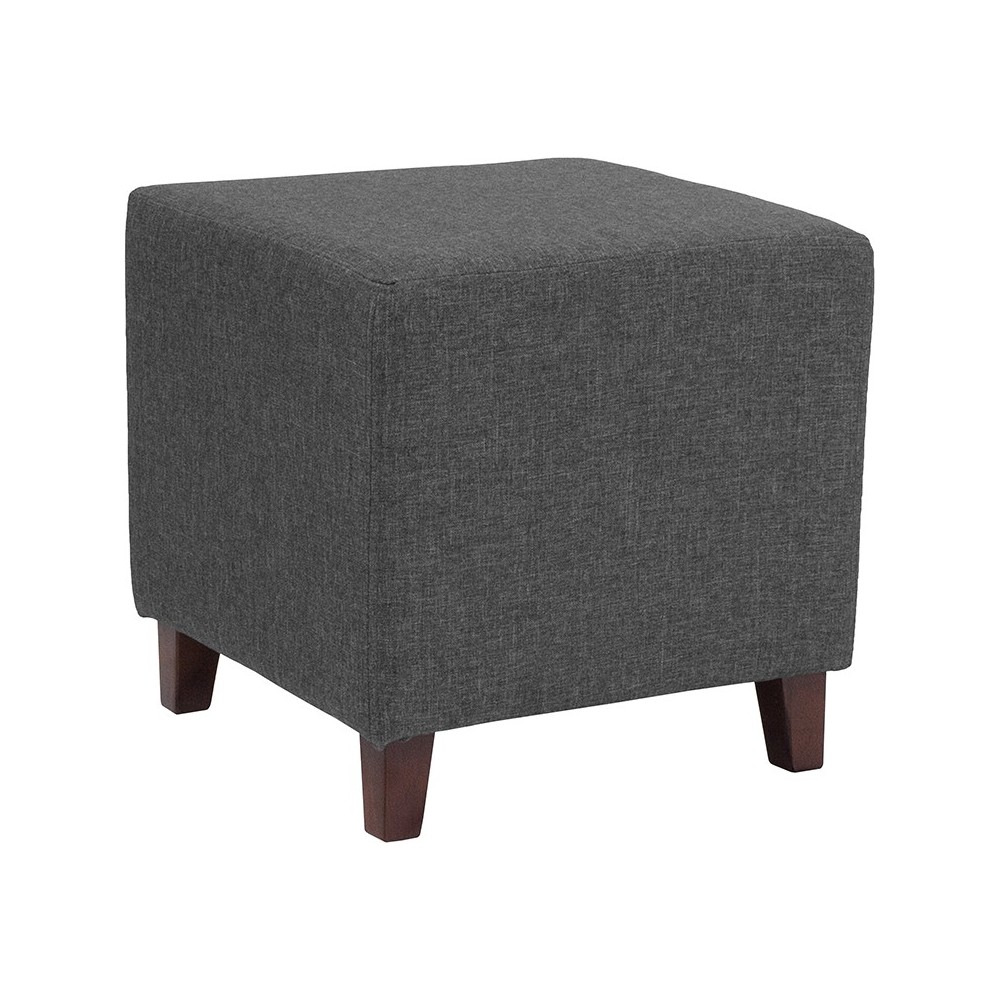 Ascalon Upholstered Ottoman Pouf in Dark Gray Fabric Ascalon Upholstered Ottoman Pouf in Dark Gray Fabric