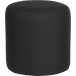 Barrington Upholstered Round Ottoman Pouf in Black Fabric