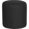 Barrington Upholstered Round Ottoman Pouf in Black Fabric