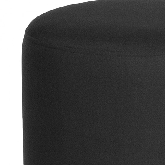 Barrington Upholstered Round Ottoman Pouf in Black Fabric