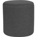 Barrington Upholstered Round Ottoman Pouf in Dark Gray Fabric