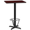 24'' x 30'' Rectangular Mahogany Laminate Table Top with 22'' x 22'' Bar Height Table Base and Foot Ring