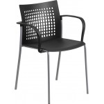 551 lb. Capacity Black Stack Chair with Air-Vent Back and Arms