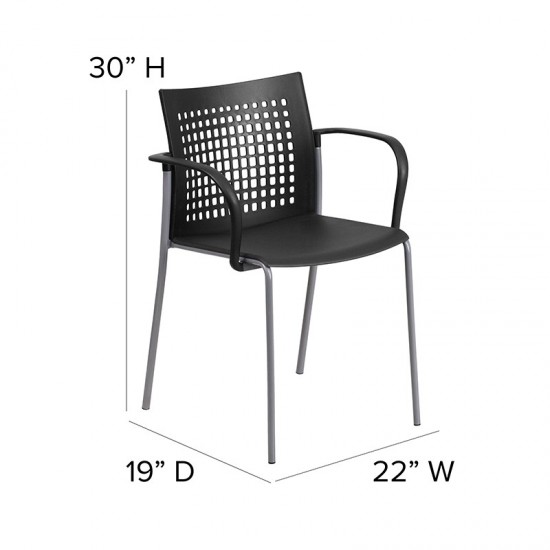 551 lb. Capacity Black Stack Chair with Air-Vent Back and Arms