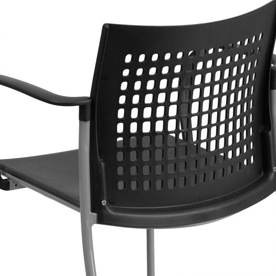 551 lb. Capacity Black Stack Chair with Air-Vent Back and Arms