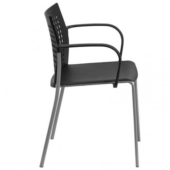 551 lb. Capacity Black Stack Chair with Air-Vent Back and Arms