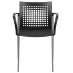 551 lb. Capacity Black Stack Chair with Air-Vent Back and Arms