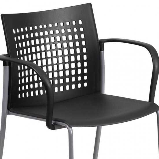 551 lb. Capacity Black Stack Chair with Air-Vent Back and Arms