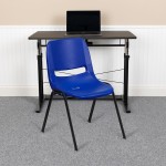 440 lb. Capacity Kid's Navy Ergonomic Shell Stack Chair with Black Frame and 12" Seat Height