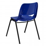 440 lb. Capacity Kid's Navy Ergonomic Shell Stack Chair with Black Frame and 12" Seat Height