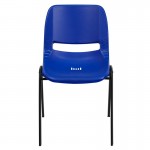 440 lb. Capacity Kid's Navy Ergonomic Shell Stack Chair with Black Frame and 12" Seat Height