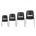 440 lb. Capacity Kid's Black Ergonomic Shell Stack Chair with Chrome Frame and 14" Seat Height