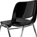 440 lb. Capacity Kid's Black Ergonomic Shell Stack Chair with Chrome Frame and 14" Seat Height