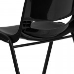 440 lb. Capacity Kid's Black Ergonomic Shell Stack Chair with Black Frame and 14" Seat Height