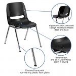 661 lb. Capacity Black Ergonomic Shell Stack Chair with Chrome Frame and 16'' Seat Height