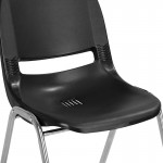 661 lb. Capacity Black Ergonomic Shell Stack Chair with Chrome Frame and 16'' Seat Height