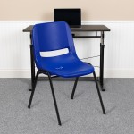 661 lb. Capacity Navy Ergonomic Shell Stack Chair with Black Frame and 16'' Seat Height