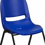 661 lb. Capacity Navy Ergonomic Shell Stack Chair with Black Frame and 16'' Seat Height