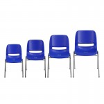 661 lb. Capacity Navy Ergonomic Shell Stack Chair with Chrome Frame and 16'' Seat Height