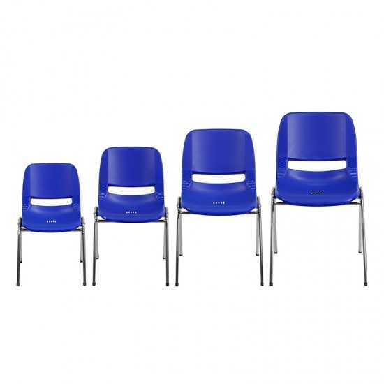 661 lb. Capacity Navy Ergonomic Shell Stack Chair with Chrome Frame and 16'' Seat Height