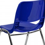 661 lb. Capacity Navy Ergonomic Shell Stack Chair with Chrome Frame and 16'' Seat Height