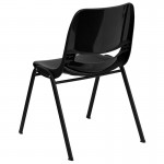 661 lb. Capacity Black Ergonomic Shell Stack Chair with Black Frame and 16'' Seat Height