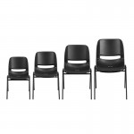 661 lb. Capacity Black Ergonomic Shell Stack Chair with Black Frame and 16'' Seat Height