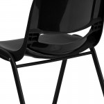 661 lb. Capacity Black Ergonomic Shell Stack Chair with Black Frame and 16'' Seat Height