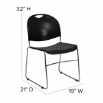 880 lb. Capacity Black Ultra-Compact Stack Chair with Chrome Frame