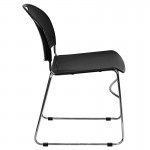 880 lb. Capacity Black Ultra-Compact Stack Chair with Chrome Frame