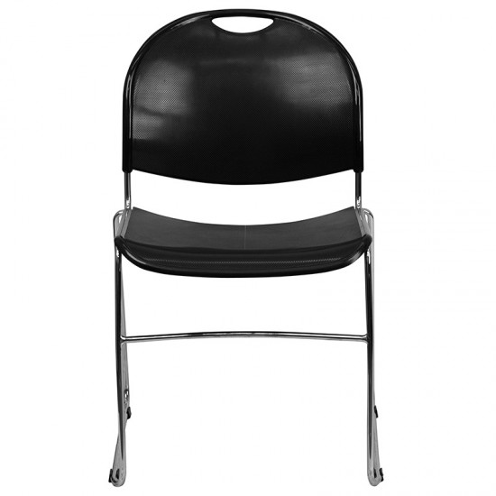 880 lb. Capacity Black Ultra-Compact Stack Chair with Chrome Frame