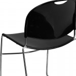 880 lb. Capacity Black Ultra-Compact Stack Chair with Chrome Frame