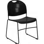 880 lb. Capacity Black Ultra-Compact Stack Chair with Black Powder Coated Frame