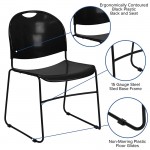 880 lb. Capacity Black Ultra-Compact Stack Chair with Black Powder Coated Frame