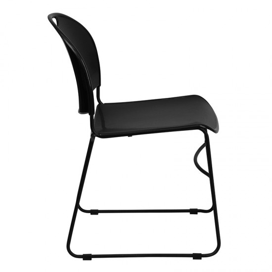 880 lb. Capacity Black Ultra-Compact Stack Chair with Black Powder Coated Frame