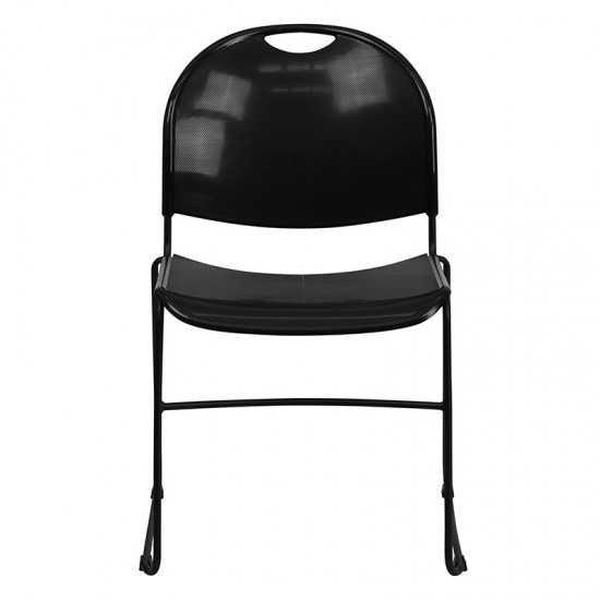 880 lb. Capacity Black Ultra-Compact Stack Chair with Black Powder Coated Frame