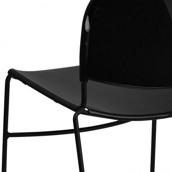 880 lb. Capacity Black Ultra-Compact Stack Chair with Black Powder Coated Frame