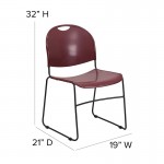 880 lb. Capacity Burgundy Ultra-Compact Stack Chair with Black Powder Coated Frame