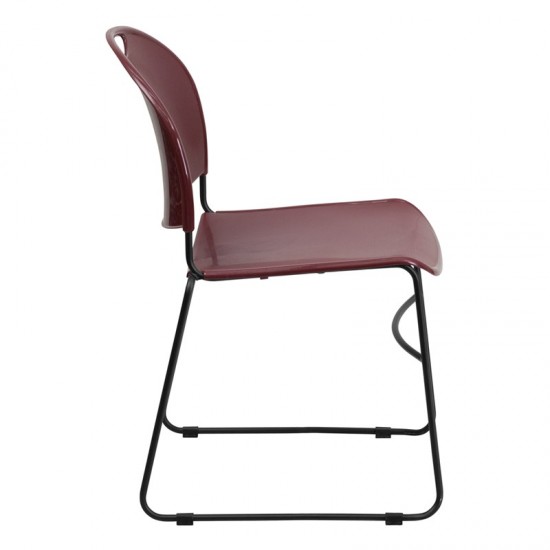 880 lb. Capacity Burgundy Ultra-Compact Stack Chair with Black Powder Coated Frame