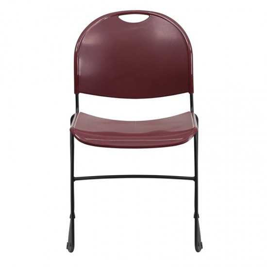 880 lb. Capacity Burgundy Ultra-Compact Stack Chair with Black Powder Coated Frame