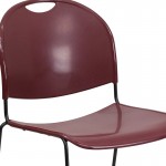 880 lb. Capacity Burgundy Ultra-Compact Stack Chair with Black Powder Coated Frame