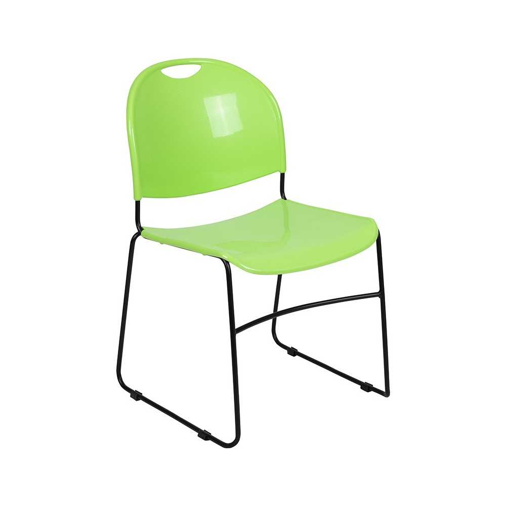 880 lb. Capacity Green Ultra-Compact Stack Chair with Black Powder Coated Frame 880 lb. Capacity Green Ultra-Compact Stack Chair with Black Powder Coated Frame